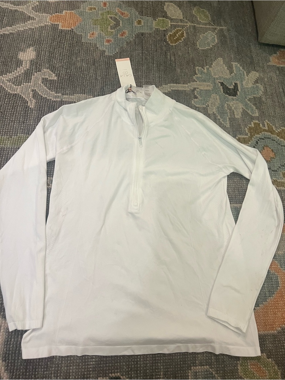 CaliaWhite Quarter-Zip Pullover with Mock Neck